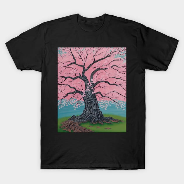 Ukiyo-e Japanese Art - Cherry Blossom Tree in Full Bloom T-Shirt by allovervintage